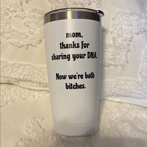 White and Black Tumbler with Humorous Text